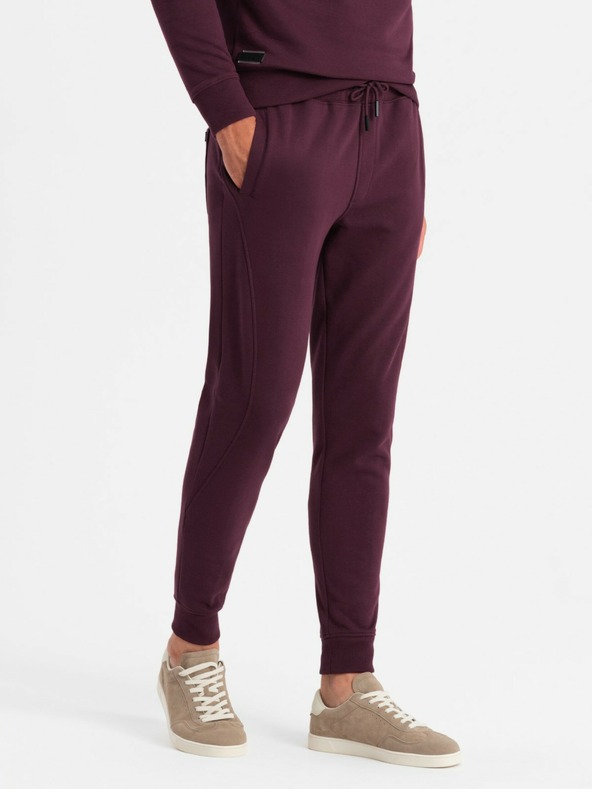 Ombre Clothing BASIC moška bombažna majica BASIC burgundska barva Ombre oblačila