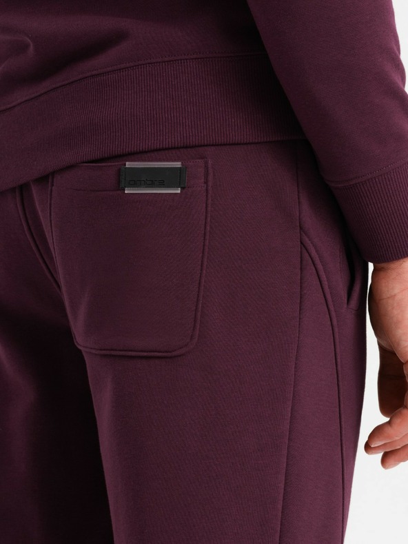 Ombre Clothing BASIC moška bombažna majica BASIC burgundska barva Ombre oblačila