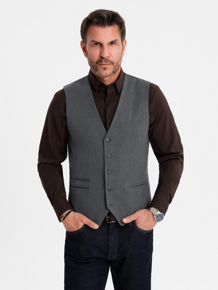 Ombre Clothing Moški sivi suknjič z klasičnimi detajli in podlogo