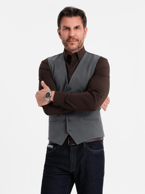 Ombre Clothing Moški sivi suknjič z klasičnimi detajli in podlogo