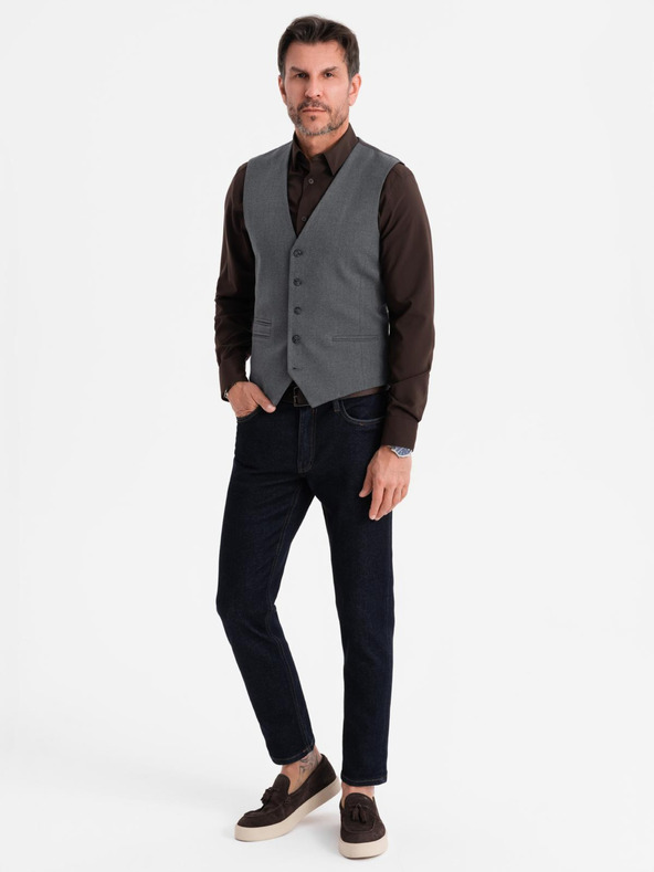 Ombre Clothing Moški sivi suknjič z klasičnimi detajli in podlogo