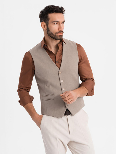 Ombre Clothing Moški bež suknjič z klasičnimi detajli in podlogo
