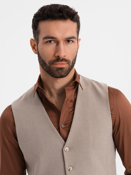 Ombre Clothing Moški bež suknjič z klasičnimi detajli in podlogo