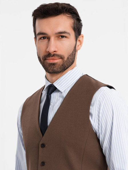Ombre Clothing Moški rjav suknjič z klasičnimi detajli in podlogo