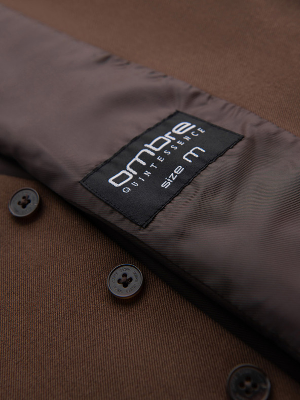 Ombre Clothing Moški rjav suknjič z klasičnimi detajli in podlogo