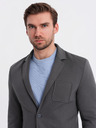 Ombre Clothing Moški sivi blazer SLIM iz rahlo strukturiranega pletiva