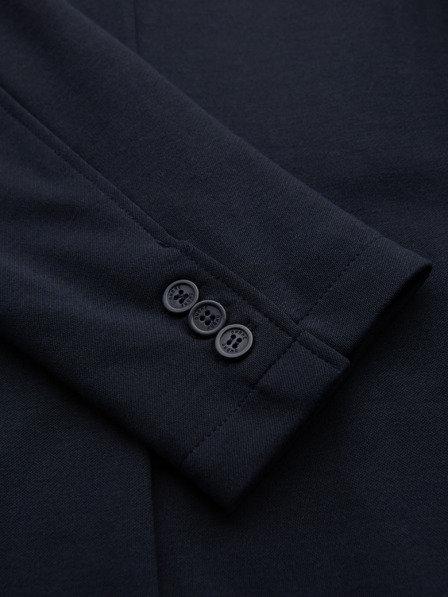 Ombre Clothing Moški temno modri blazer SLIM iz rahlo strukturiranega pletiva