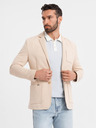 Ombre Clothing Moški bež blazer SLIM iz rahlo strukturiranega pletiva