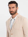 Ombre Clothing Moški bež blazer SLIM iz rahlo strukturiranega pletiva