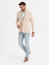 Ombre Clothing Moški bež blazer SLIM iz rahlo strukturiranega pletiva