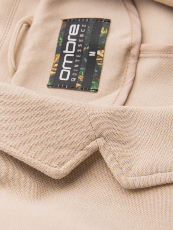 Ombre Clothing Moški bež blazer SLIM iz rahlo strukturiranega pletiva