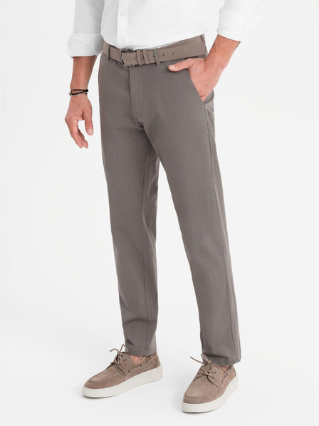 Ombre Clothing Moške chino hlače REGULAR FIT z rahlo strukturo - sive