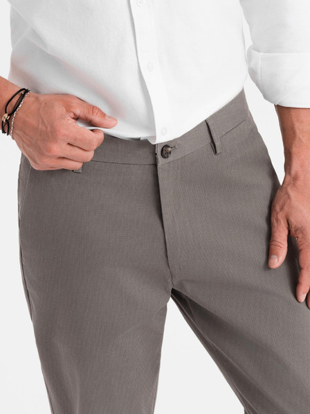 Ombre Clothing Moške chino hlače REGULAR FIT z rahlo strukturo - sive