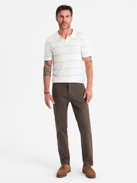 Ombre Clothing Moške chino hlače REGULAR FIT z rahlo strukturo - rjave