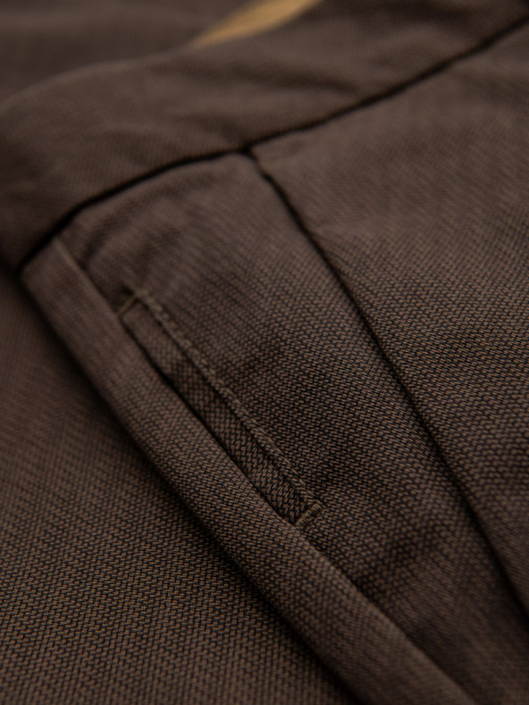 Ombre Clothing Moške chino hlače REGULAR FIT z rahlo strukturo - rjave