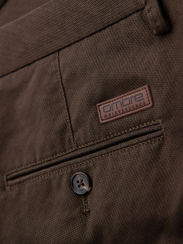 Ombre Clothing Moške chino hlače REGULAR FIT z rahlo strukturo - rjave