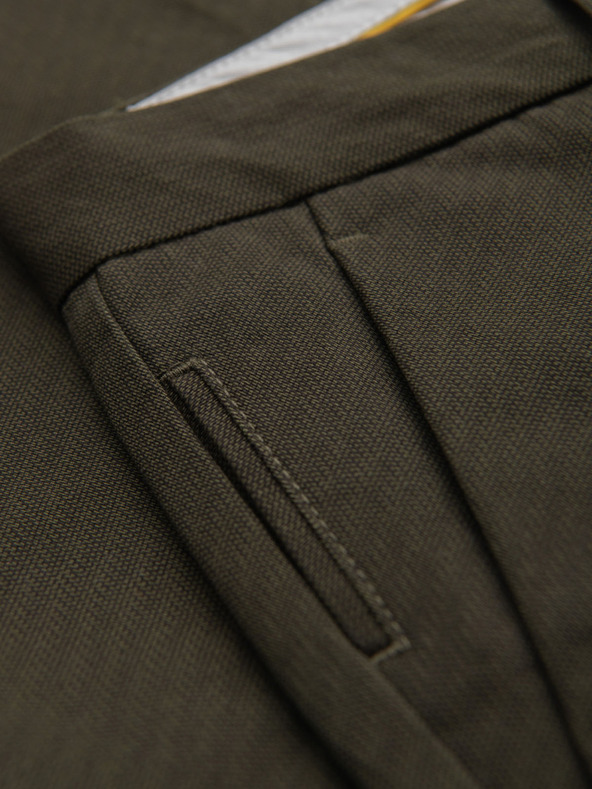 Ombre Clothing Moške chino hlače REGULAR FIT z rahlo strukturo - temno zelene