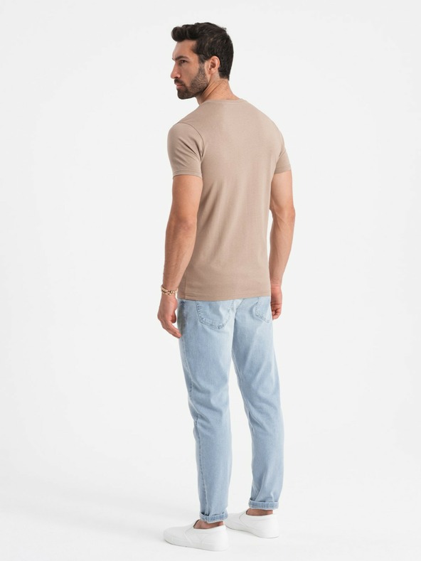 Ombre Clothing Siva moška bombažna majica z osnovnim vratom Ombre Clothing