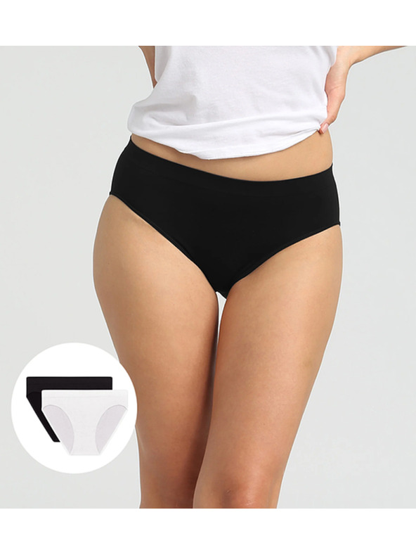 DIM Ženske brezšivne hlačke 2 kosa - črna - bela