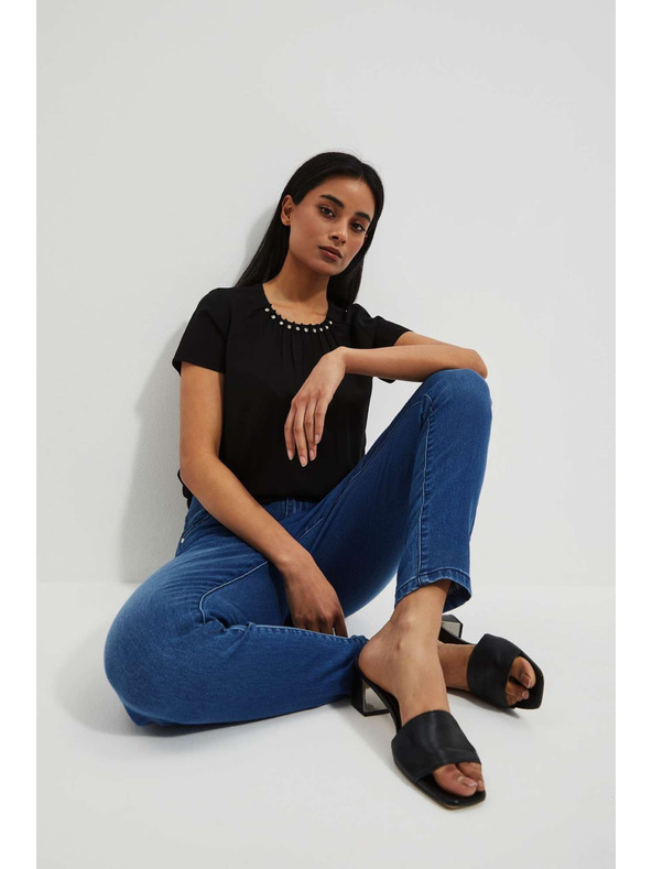 Moodo Ženske jeans hlače Moodo – temno modre