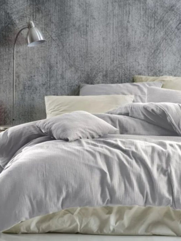 Kvalitex Francoska muslinasta posteljnina 200x200, 70x90cm svetlo siva Kvalitex