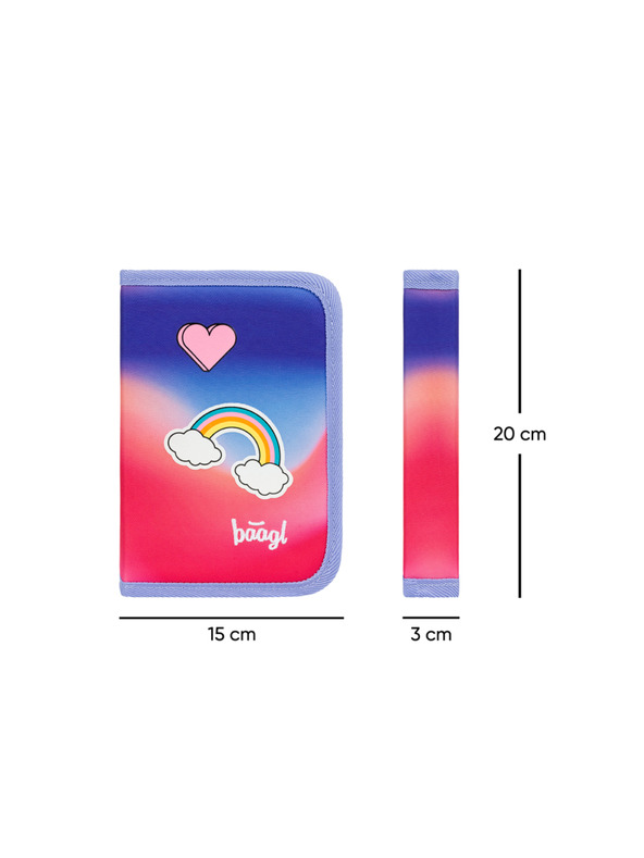 BAAGL  BAAGL 5 SET Airy Mavrica rdeča: nahrbtnik, peresnica, vrečka, mapa, škatla