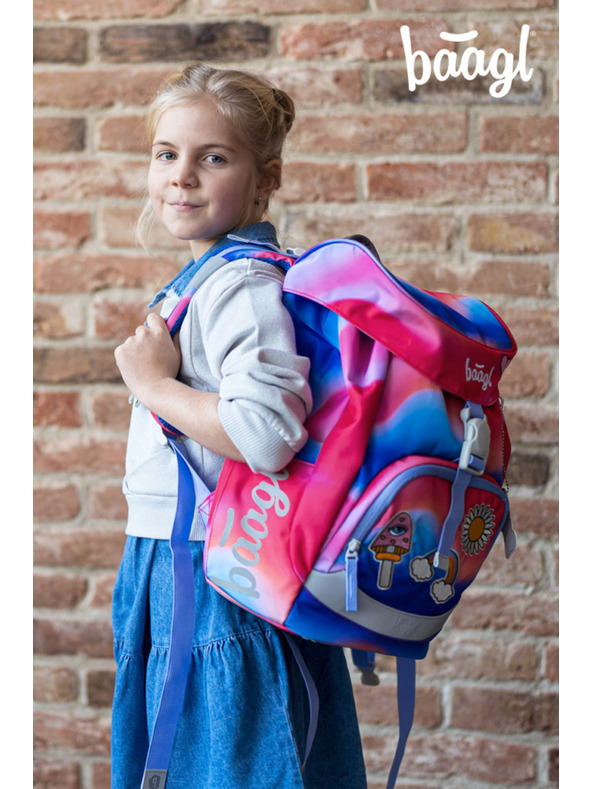 BAAGL  BAAGL 5 SET Airy Mavrica rdeča: nahrbtnik, peresnica, vrečka, mapa, škatla