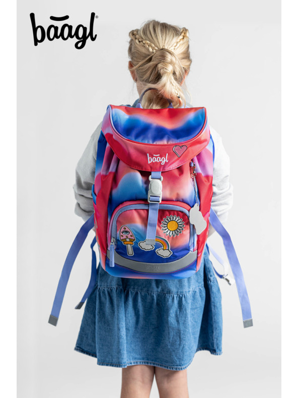 BAAGL  BAAGL 5 SET Airy Mavrica rdeča: nahrbtnik, peresnica, vrečka, mapa, škatla