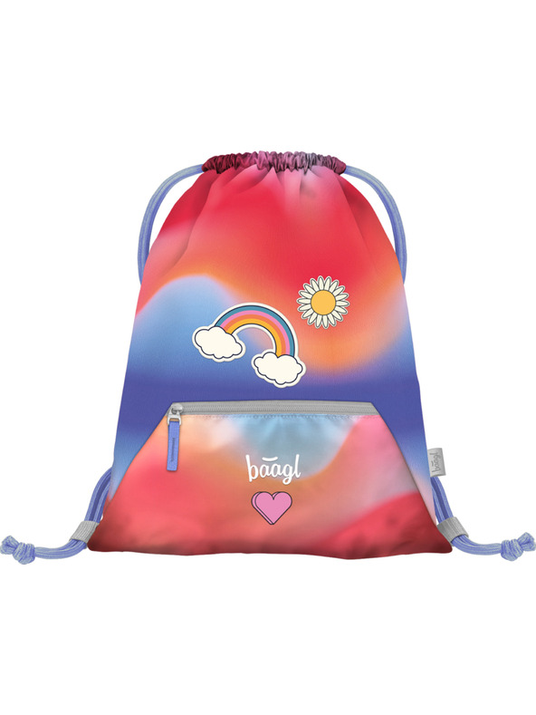 BAAGL  BAAGL 5 SET Airy Mavrica rdeča: nahrbtnik, peresnica, vrečka, mapa, škatla