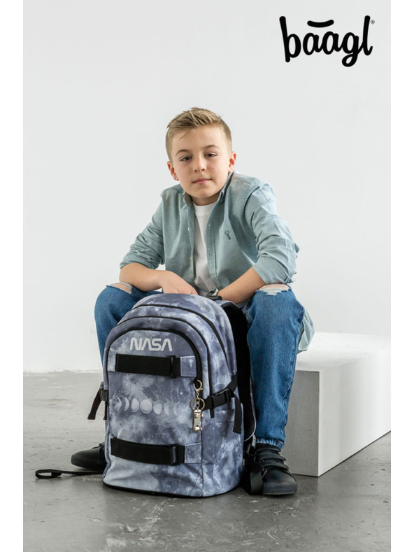 BAAGL  BAAGL 5 SET Skate NASA Grey: nahrbtnik, peresnica, etui, vrečka, mape