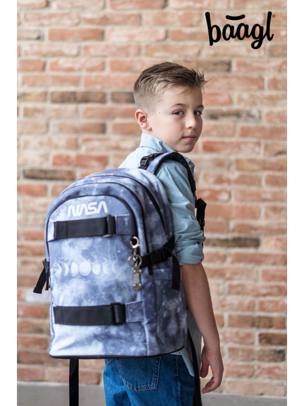 BAAGL  BAAGL 5 SET Skate NASA Grey: nahrbtnik, peresnica, etui, vrečka, mape