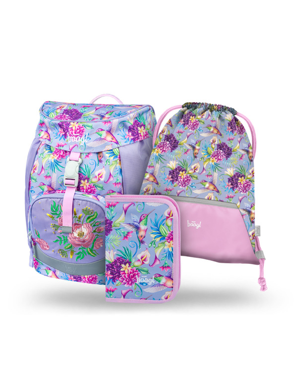 BAAGL  BAAGL 3 SET Airy Kolibri: nahrbtnik, peresnica, vrečka