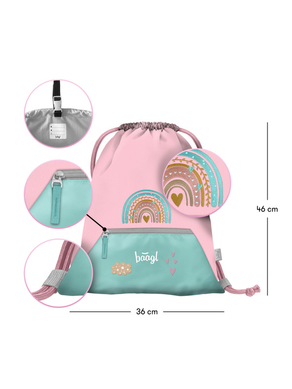 BAAGL  BAAGL 5 SET Zippy Mavrica roza: torba, peresnica, vrečka, mapa, škatla