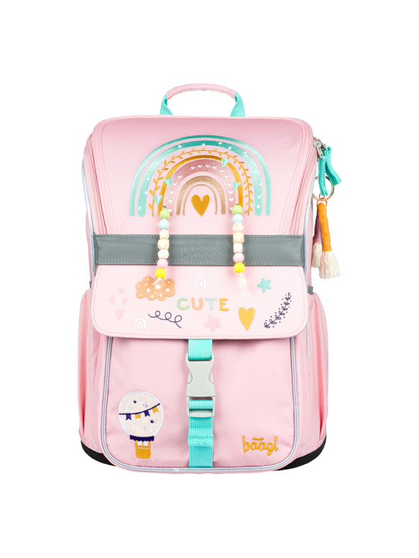 BAAGL  BAAGL 5 SET Zippy Mavrica roza: torba, peresnica, vrečka, mapa, škatla