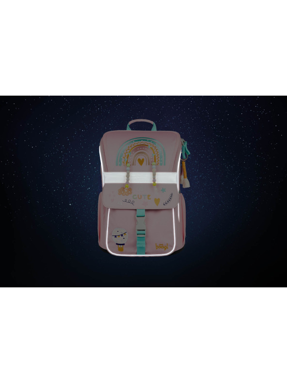 BAAGL  BAAGL 5 SET Zippy Mavrica roza: torba, peresnica, vrečka, mapa, škatla