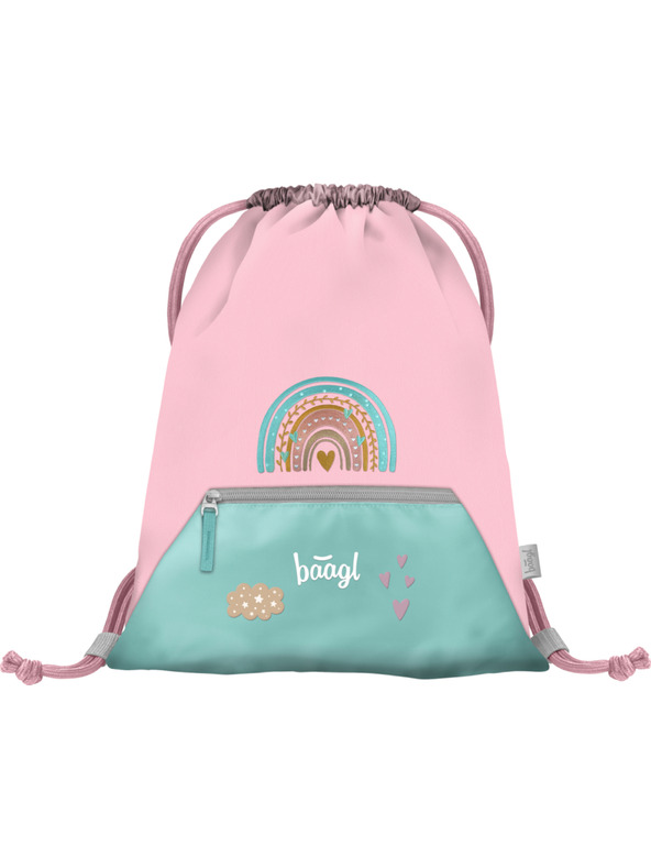 BAAGL  BAAGL 5 SET Zippy Mavrica roza: torba, peresnica, vrečka, mapa, škatla