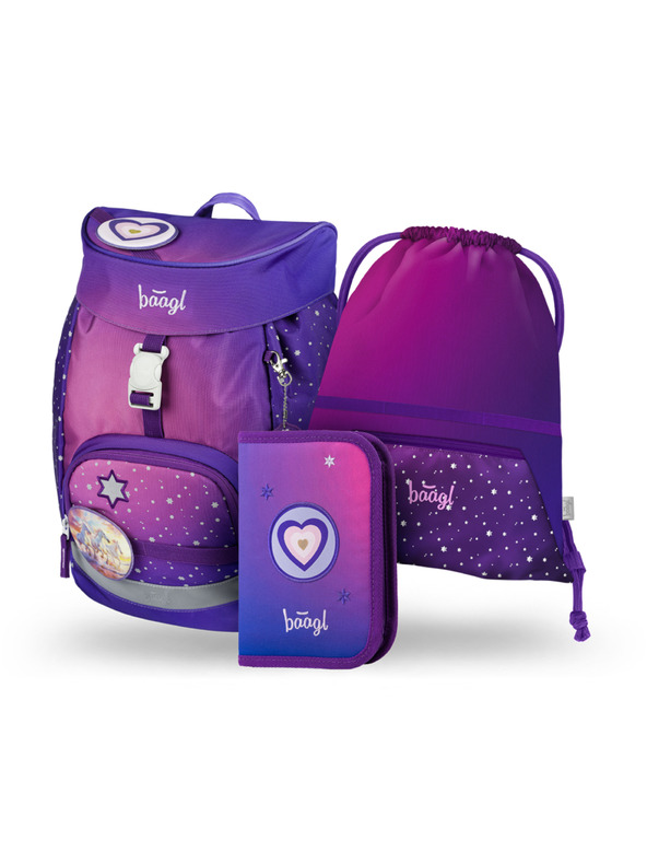 BAAGL  BAAGL SET 3 AIRY Konji srce: nahrbtnik, peresnica, vrečka