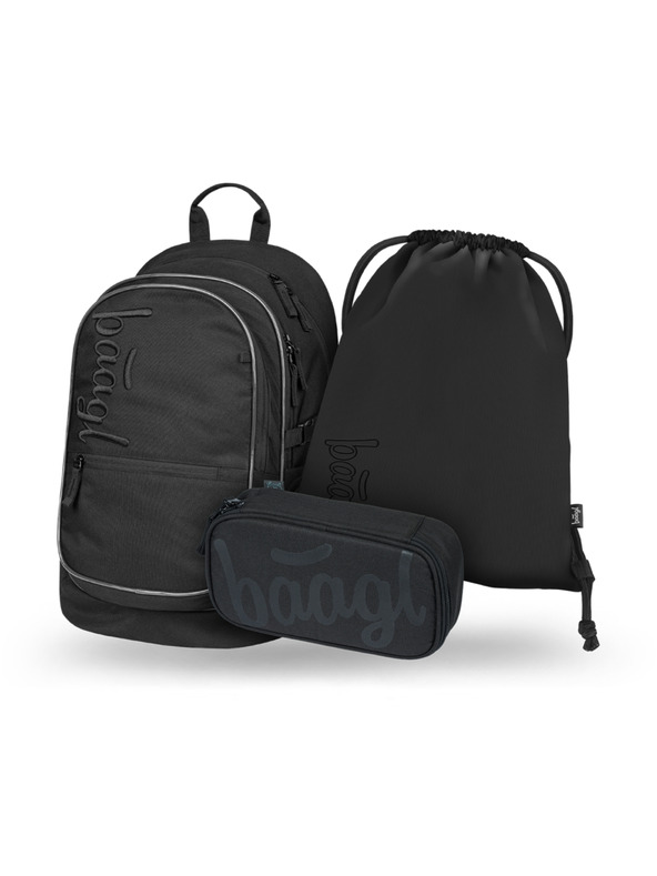 BAAGL  BAAGL SET 3 Core Uni črna: nahrbtnik, peresnica, vrečka