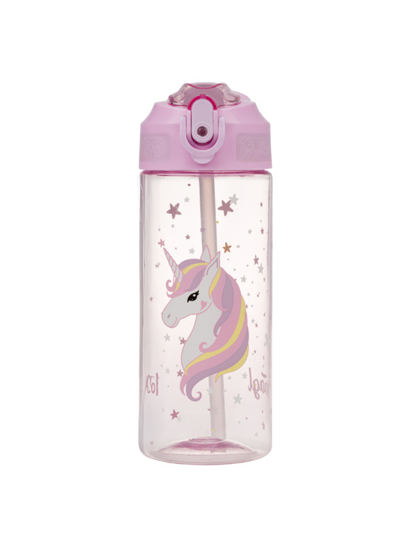 BAAGL  BAAGL Tritanska steklenica za pijačo z slamico Rainbow Unicorn 500 ml