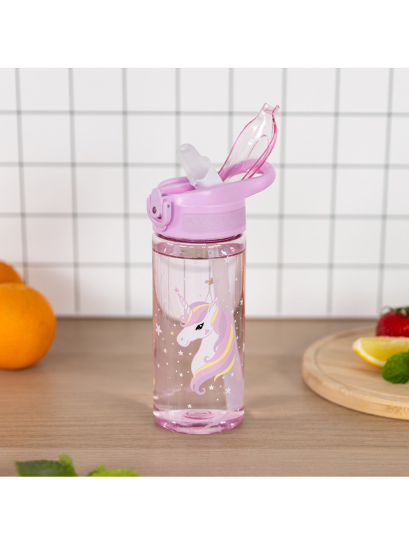 BAAGL  BAAGL Tritanska steklenica za pijačo z slamico Rainbow Unicorn 500 ml