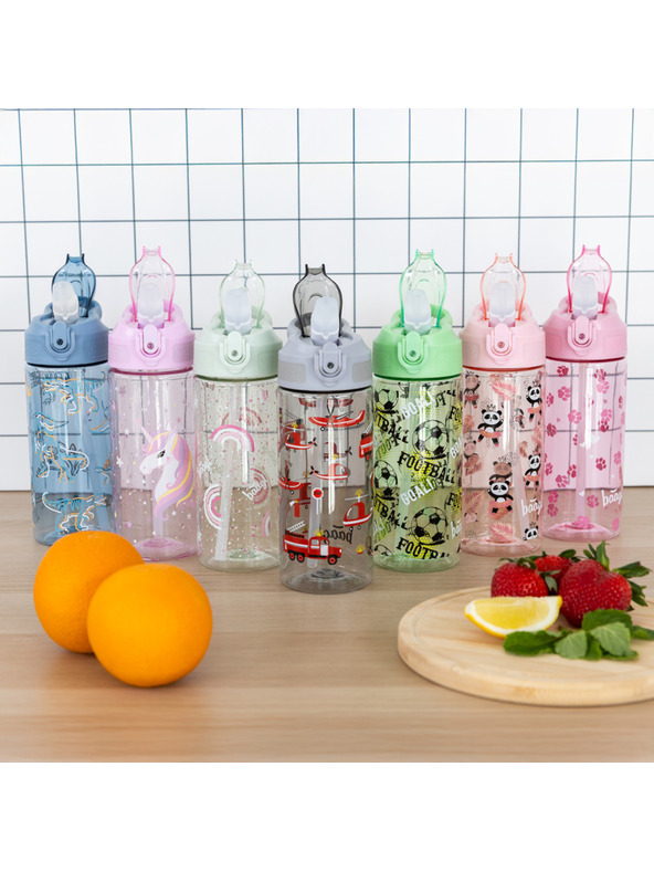 BAAGL  BAAGL Tritanska steklenica za pijačo z slamico Rainbow Unicorn 500 ml