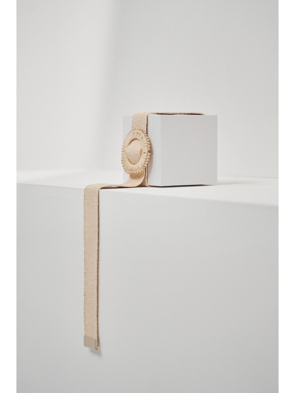 Moodo Bež pas z okroglo sponko