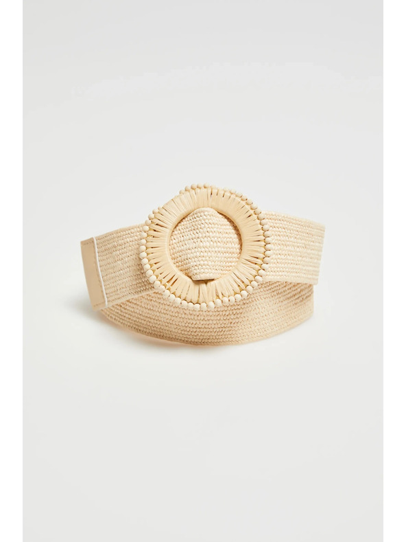 Moodo Bež pas z okroglo sponko