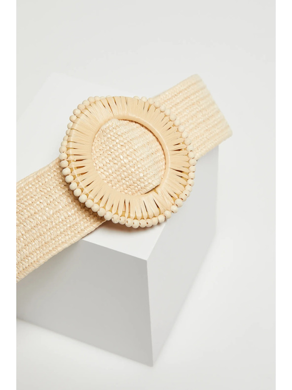 Moodo Bež pas z okroglo sponko