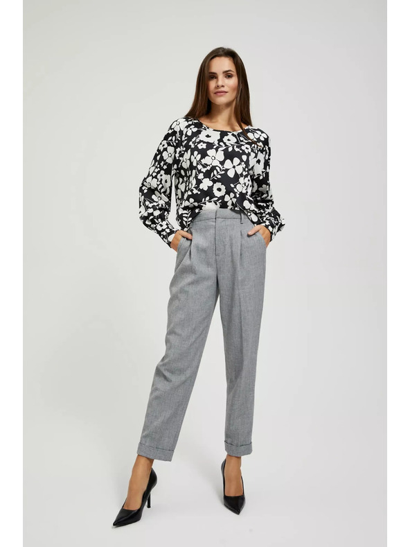 Moodo Črnobela cvetlična bluza Moodo