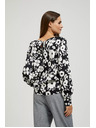 Moodo Črnobela cvetlična bluza Moodo