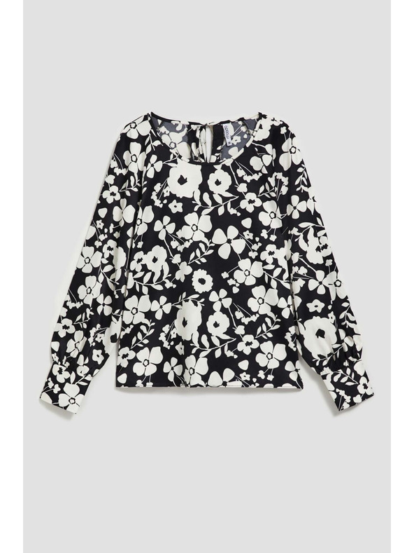 Moodo Črnobela cvetlična bluza Moodo