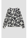 Moodo Črnobela cvetlična bluza Moodo