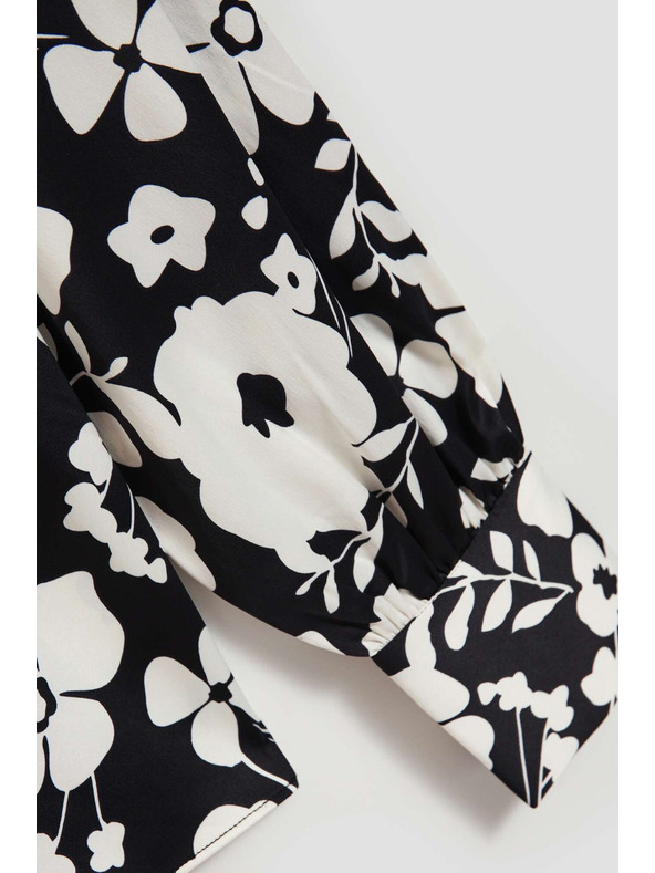 Moodo Črnobela cvetlična bluza Moodo