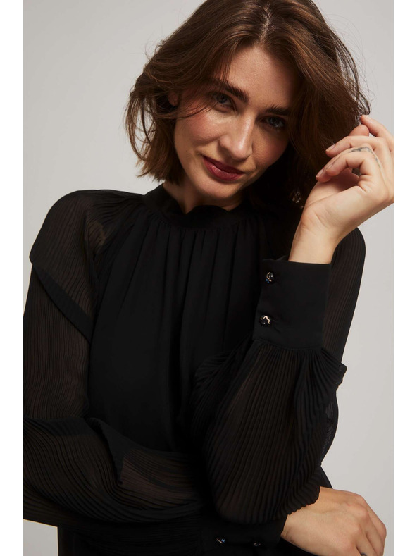 Moodo Črna bluza s prosojnimi rokavi